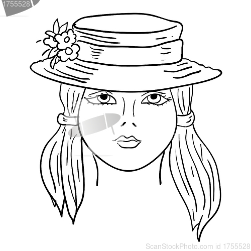 Image of Hand-drawn fashion model. Vector illustration. Woman's face