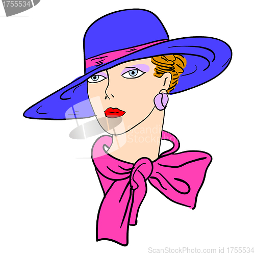 Image of Hand-drawn fashion model. Vector illustration. Woman's face