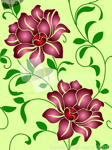 Image of Seamless wallpaper  a seam with flower and leaves 