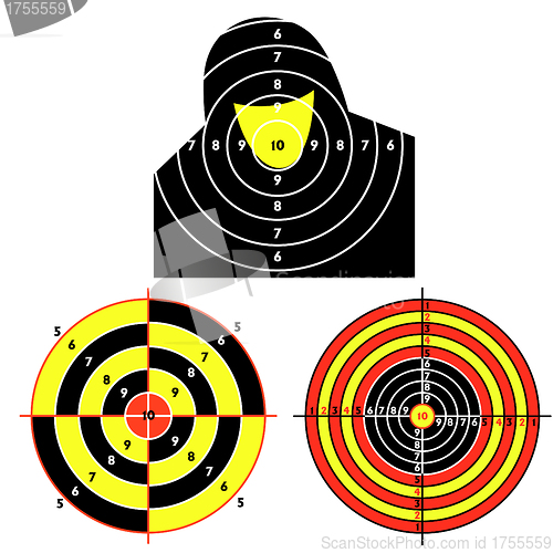 Image of Set targets for practical pistol shooting, exercise.