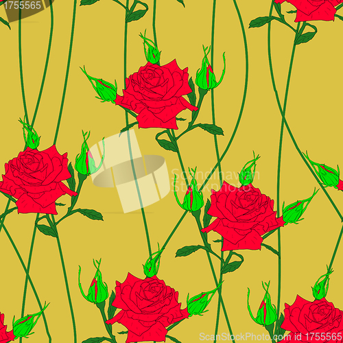 Image of Seamless  background with flower roses. 