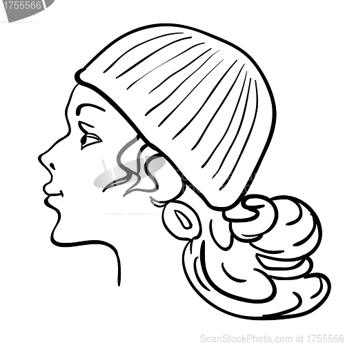 Image of Hand-drawn fashion model. Vector illustration. Woman's face