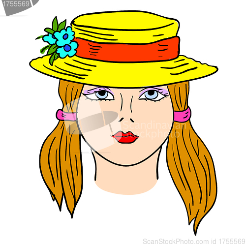 Image of Hand-drawn fashion model. Vector illustration. Woman's face