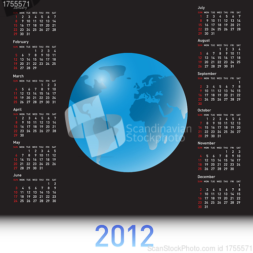 Image of A globe Calendar for 2012