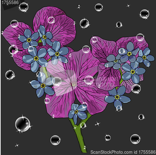 Image of floral background with a hand drawn flavor of blooming spring Bl