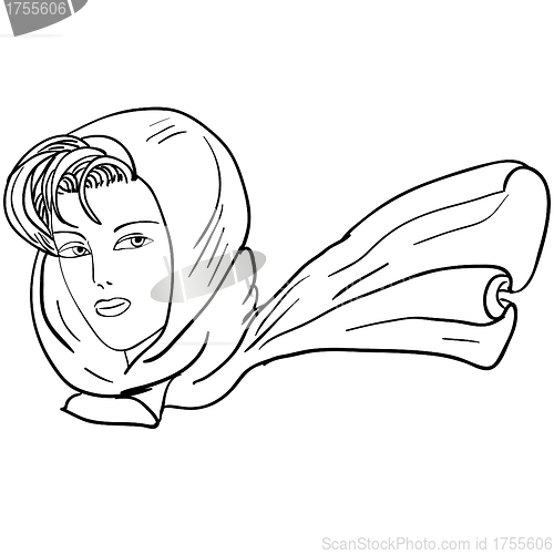 Image of Hand-drawn fashion model. Vector illustration. Woman's face