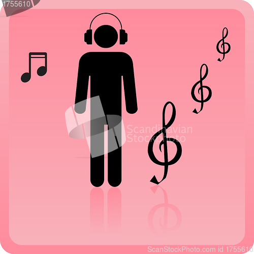 Image of Icon of the person in ear-phones listening to music