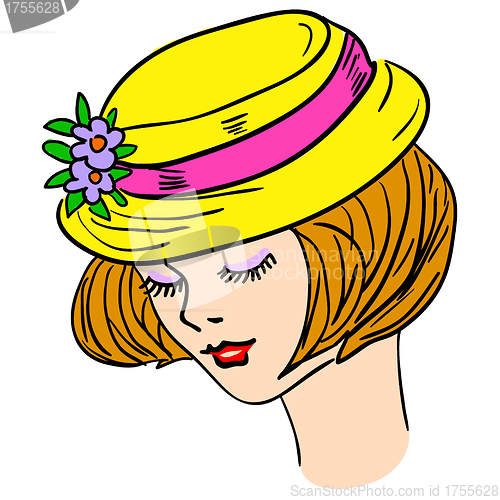 Image of Hand-drawn fashion model. Vector illustration. Woman's face