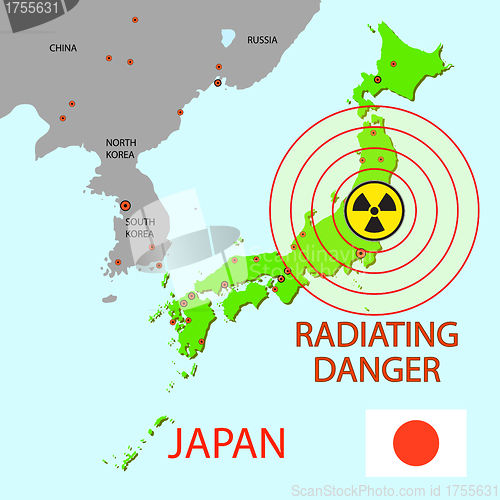 Image of Japan map with danger on an atomic power station