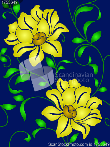 Image of Seamless wallpaper  a seam with flower and leaves 