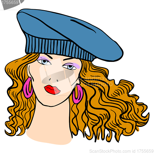 Image of Hand-drawn fashion model. Vector illustration. Woman's face