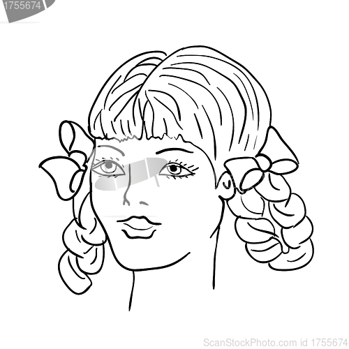 Image of Hand-drawn fashion model. Vector illustration. Woman's face