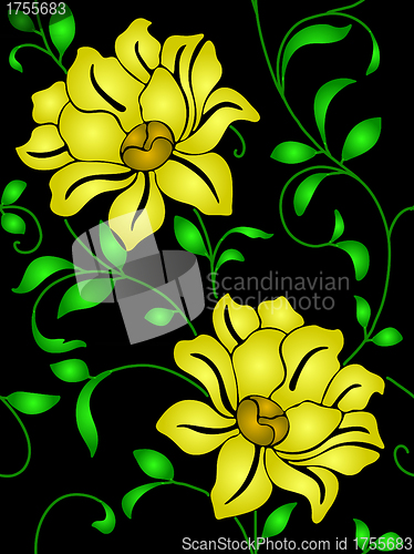 Image of Seamless wallpaper  a seam with flower and leaves 