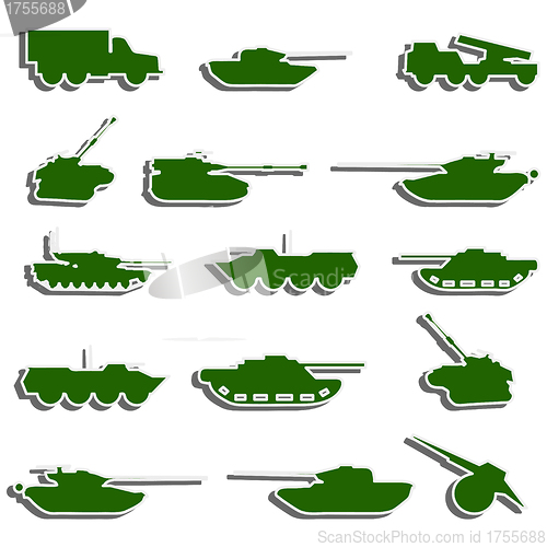 Image of Vector Tanks, artillery and vehicles from second world war  stic