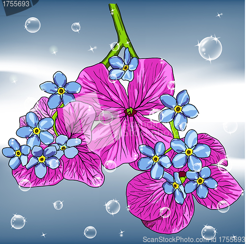 Image of floral background with a hand drawn flavor of blooming spring Bl