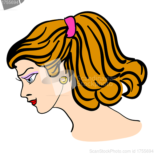 Image of Hand-drawn fashion model. Vector illustration. Woman's face