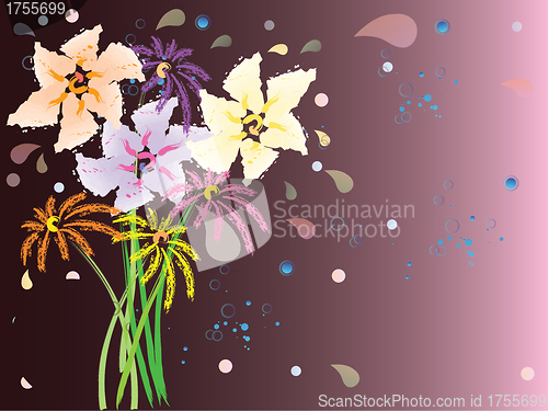 Image of  floral background with fantasy hand drawn flowers