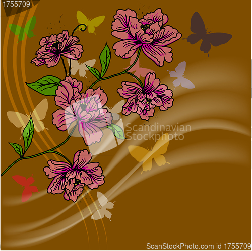 Image of eps10 hand drawn background with a fantasy flower