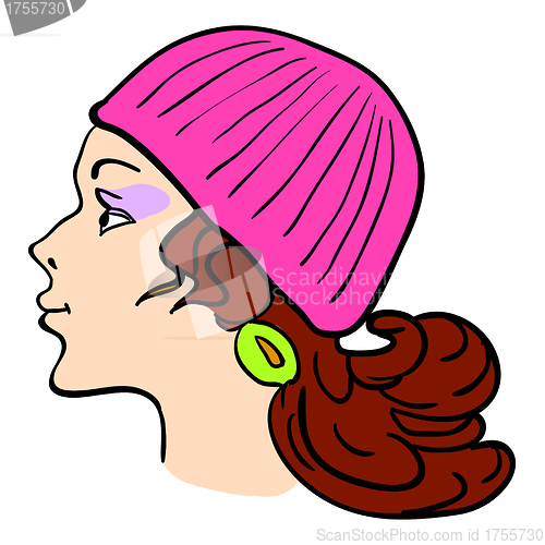 Image of Hand-drawn fashion model. Vector illustration. Woman's face