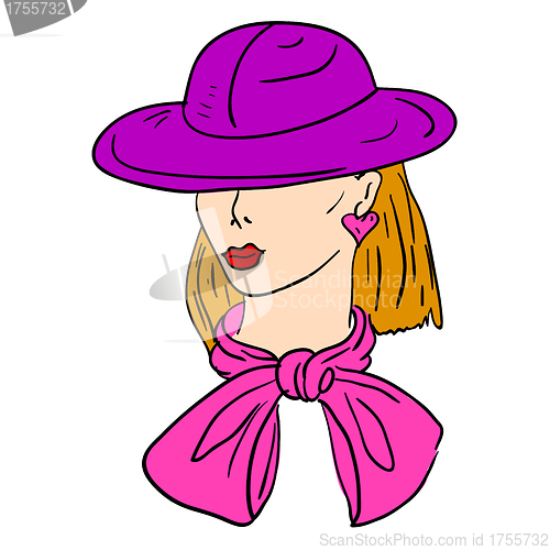 Image of Hand-drawn fashion model. Vector illustration. Woman's face