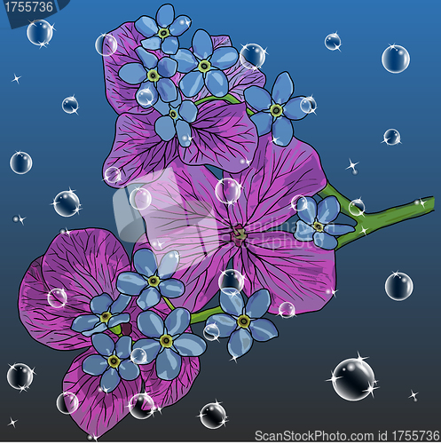 Image of floral background with a hand drawn flavor of blooming spring Bl