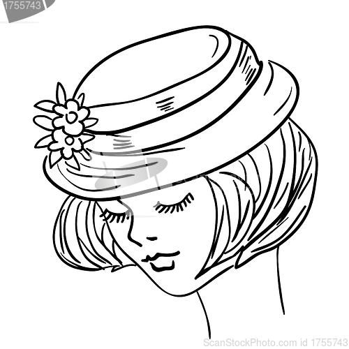 Image of Hand-drawn fashion model. Vector illustration. Woman's face