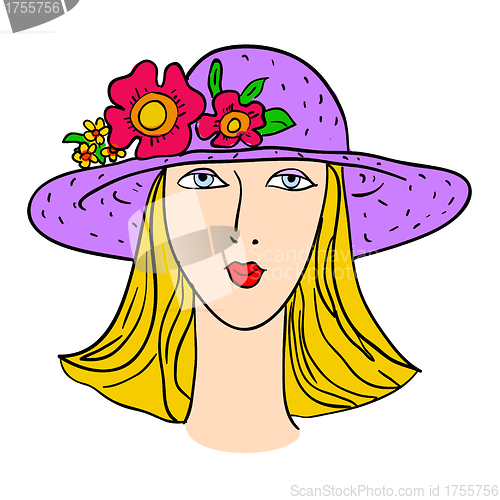 Image of Hand-drawn fashion model. Vector illustration. Woman's face