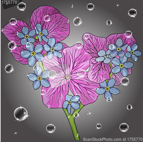 Image of floral background with a hand drawn flavor of blooming spring Bl