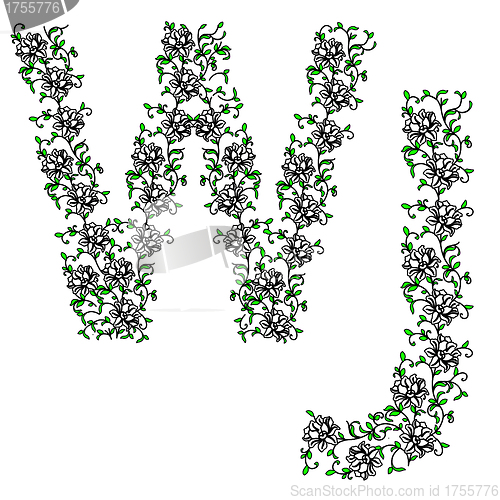 Image of Hand drawing ornamental alphabet. Letter WJ