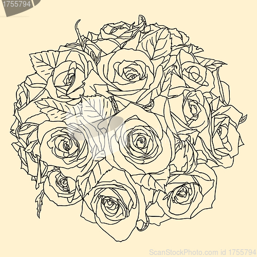 Image of floral design element and hand-drawn , vector illustration