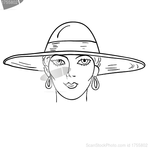 Image of Hand-drawn fashion model. Vector illustration. Woman's face