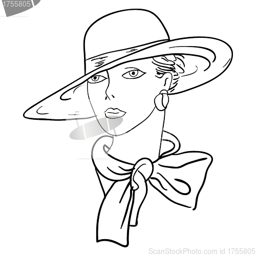 Image of Hand-drawn fashion model. Vector illustration. Woman's face