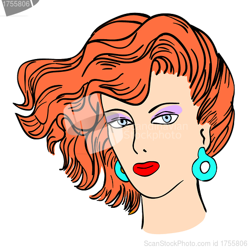 Image of Hand-drawn fashion model. Vector illustration. Woman's face