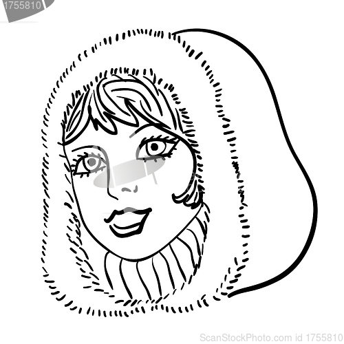 Image of Hand-drawn fashion model. Vector illustration. Woman's face