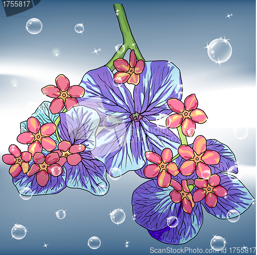 Image of floral background with a hand drawn flavor of blooming spring Bl