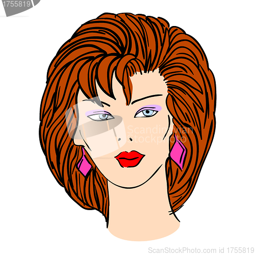 Image of Hand-drawn fashion model. Vector illustration. Woman's face