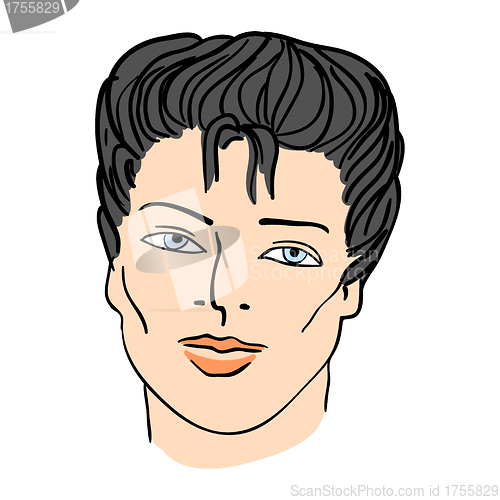 Image of Hand-drawn fashion model. Vector illustration. man's face