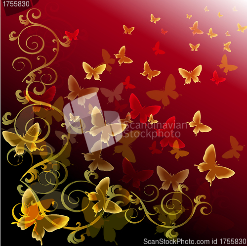 Image of Abstract colourful background with butterflies