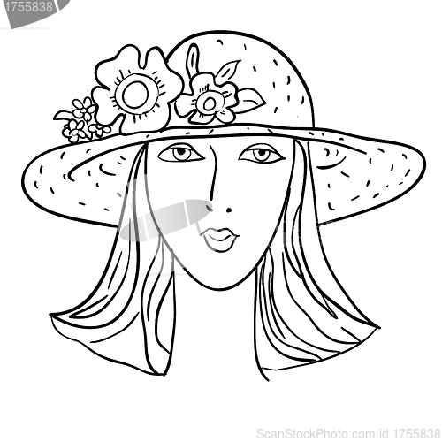 Image of Hand-drawn fashion model. Vector illustration. Woman's face