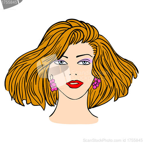 Image of Hand-drawn fashion model. Vector illustration. Woman's face