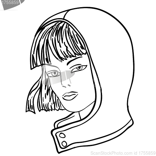 Image of Hand-drawn fashion model. Vector illustration. Woman's face