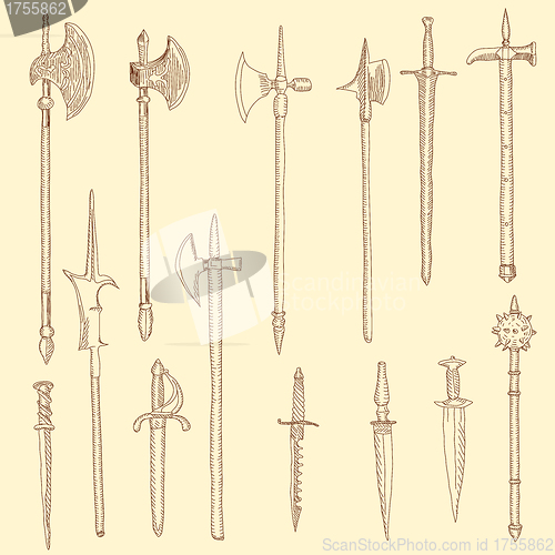 Image of Weapon collection, medieval weapons