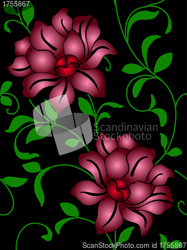 Image of Seamless wallpaper  a seam with flower and leaves 