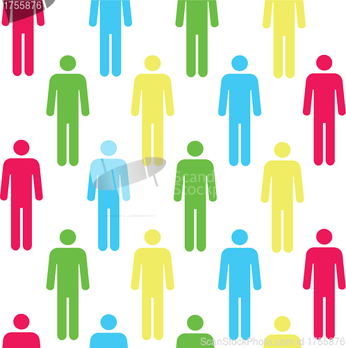 Image of Seamless pattern with silhouettes of the person of red color