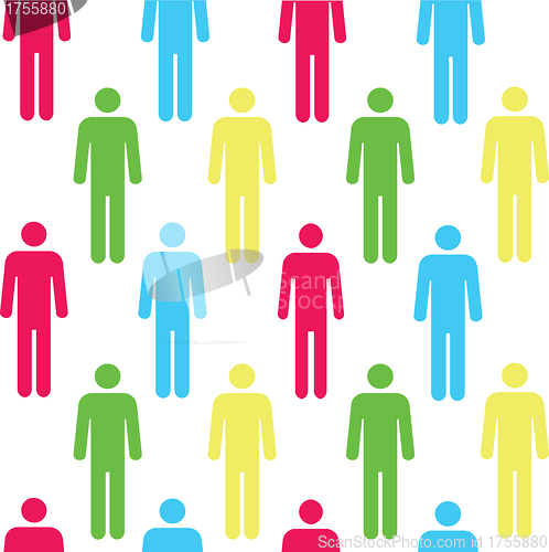 Image of Seamless pattern with silhouettes of the person of red color