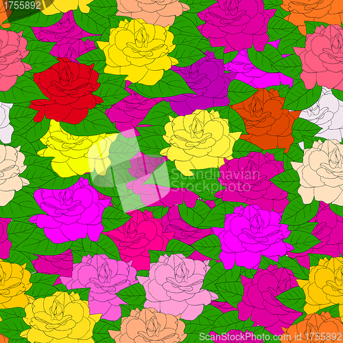 Image of Seamless  background with roses. 