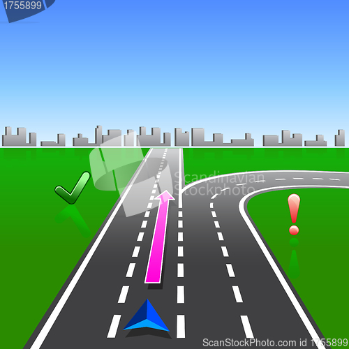 Image of map navigator city streets gps with signs