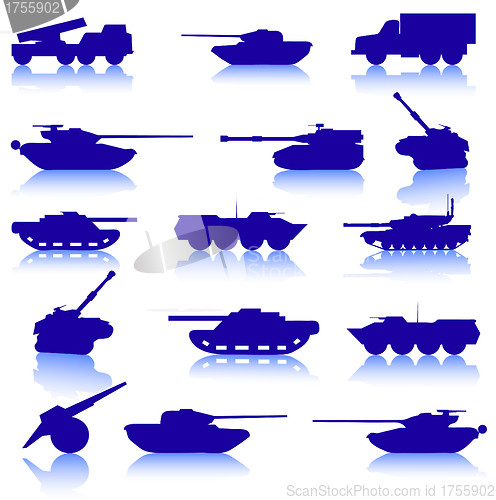 Image of Collection set of tanks of guns 