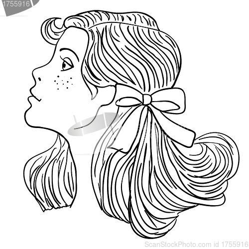 Image of Hand-drawn fashion model. Vector illustration. Woman's face