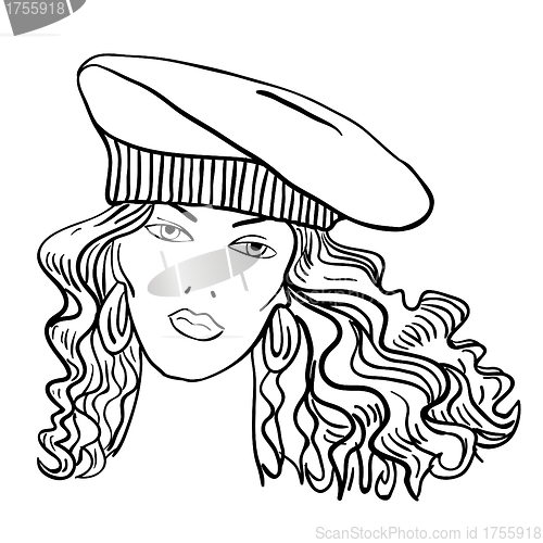 Image of Hand-drawn fashion model. Vector illustration. Woman's face